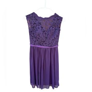 David’s Bridal plum, short formal dress